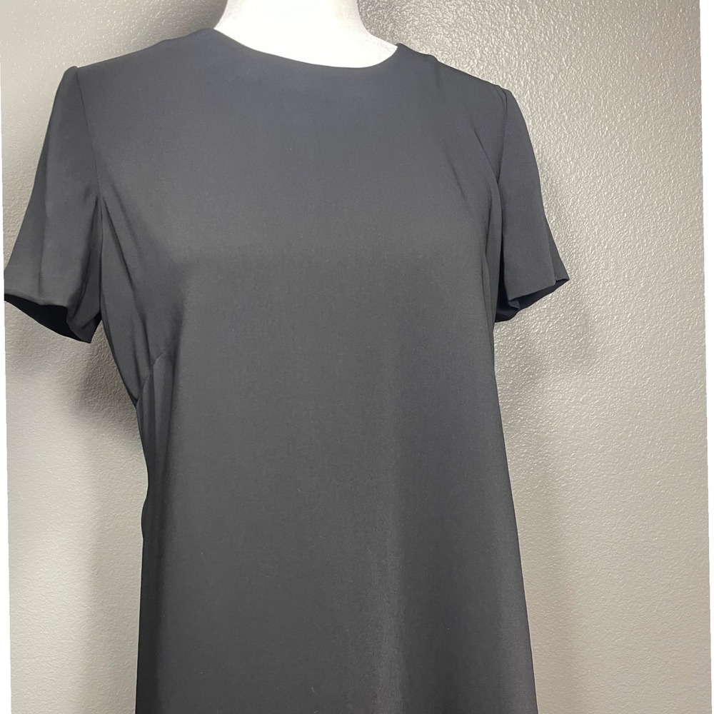 Polo Ralph Lauren Black Short Sleeve Crepe Shift Dress Side Slits NWT Size 4